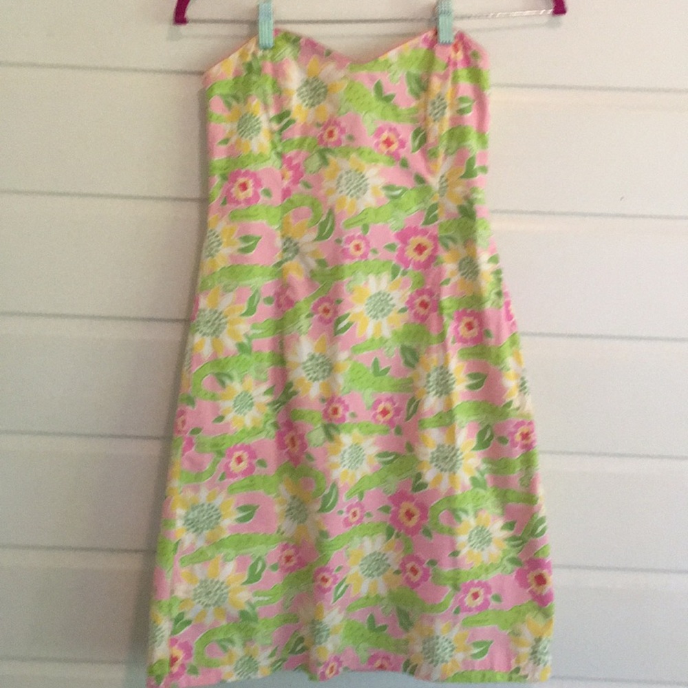 Cute Lilly Pulitzer Gator Print Strapless Dress